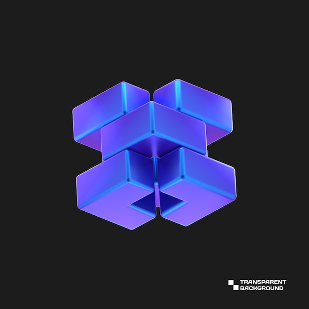 3D RENDER ABSTRAKTNÍHO FIALOVÉHO KOVOVÉHO OBJEKTU