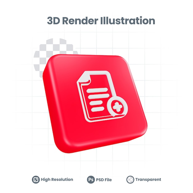 3D Render agregar archivo más crear icono para Web Mobile App Social Media Promotion