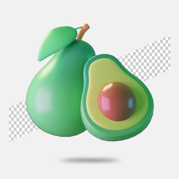 3d render aguacate icono solated