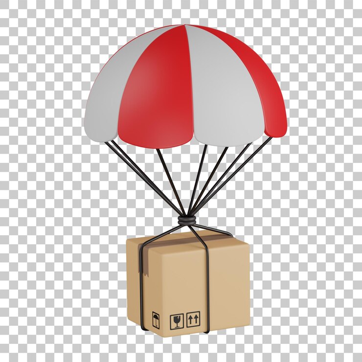 PSD 3d render air delivery package illustration