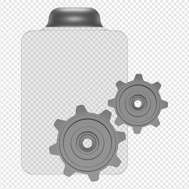 3d render aislado del icono de configuración de la batería psd