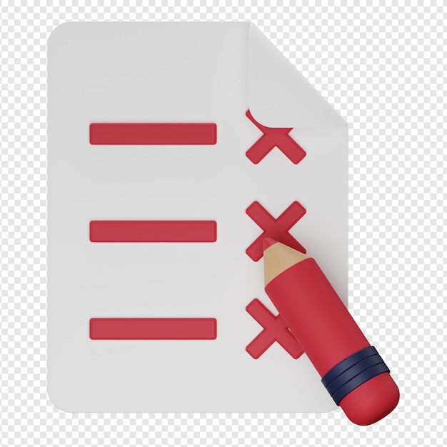 3d render aislado del icono de documento de revisión psd