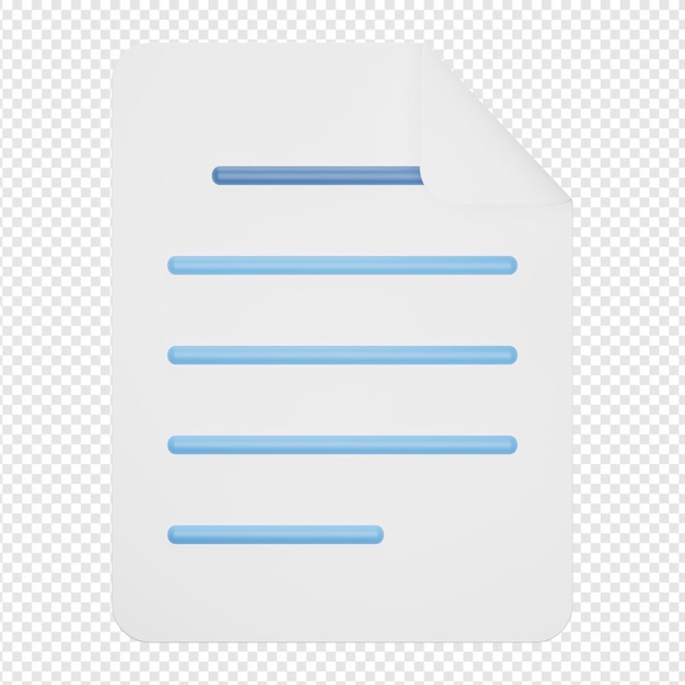 3d render aislado del icono de documento