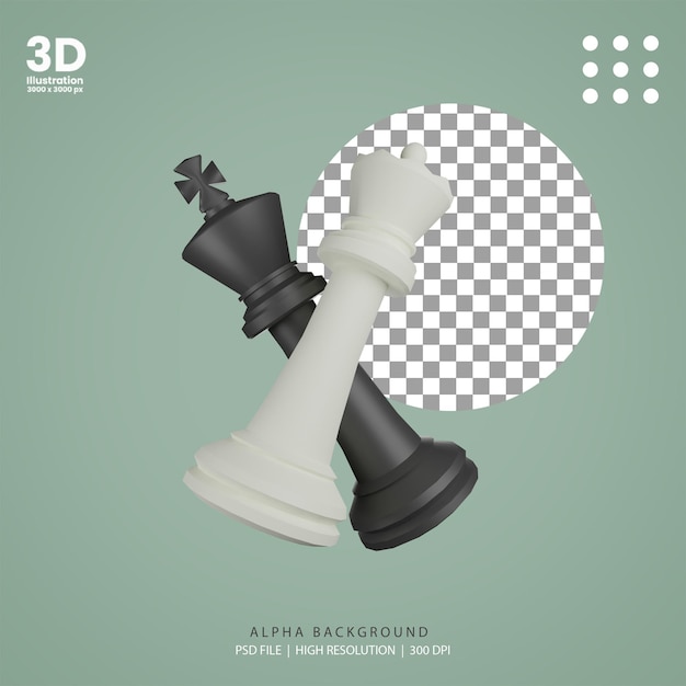 3d render ajedrez rey reina ilustración