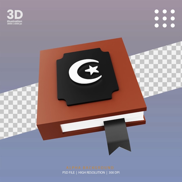 PSD 3d render al quran ilustración