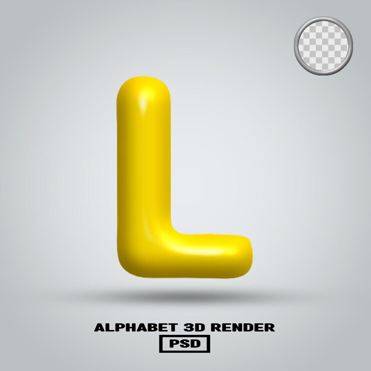 PSD 3d render alfabeto color amarillo brillante