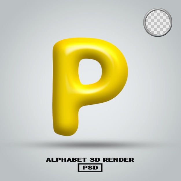 3D render alfabeto color amarillo brillante
