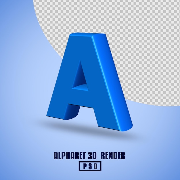 3D render alfabeto color azul