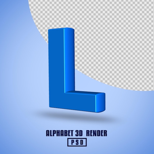 3D render alfabeto color azul