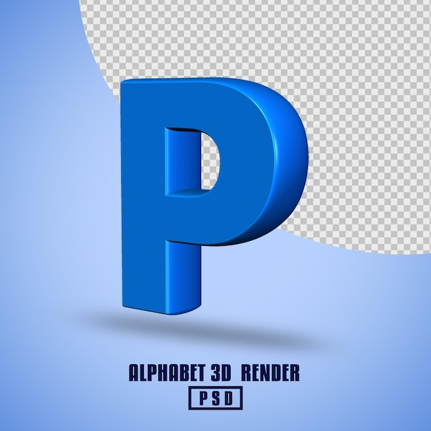 PSD 3d render alfabeto color azul