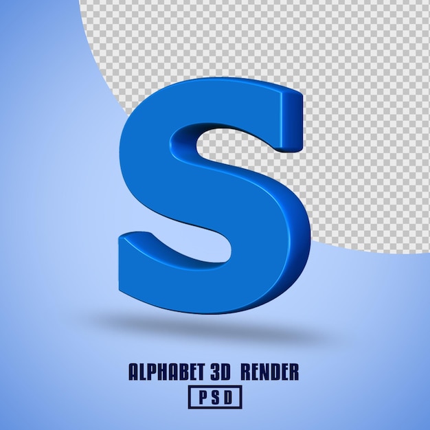 3D render alfabeto color azul