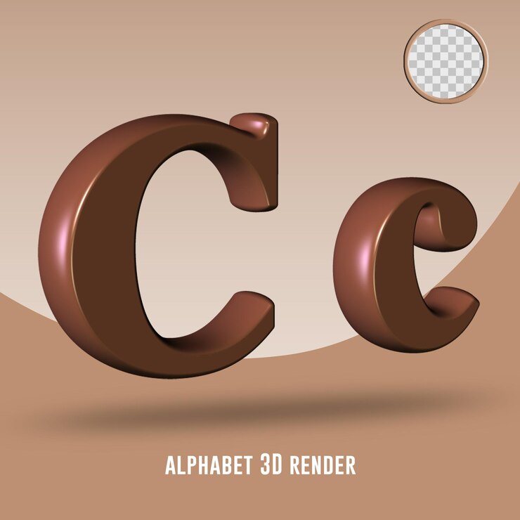 PSD 3d render alfabeto color chocolate