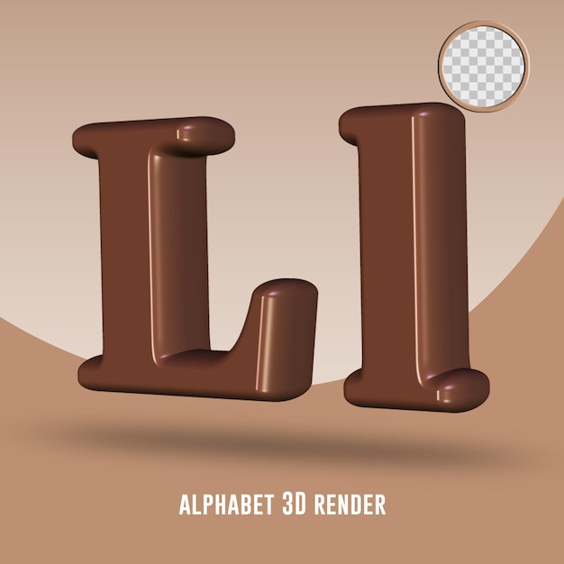 3D render alfabeto color chocolate