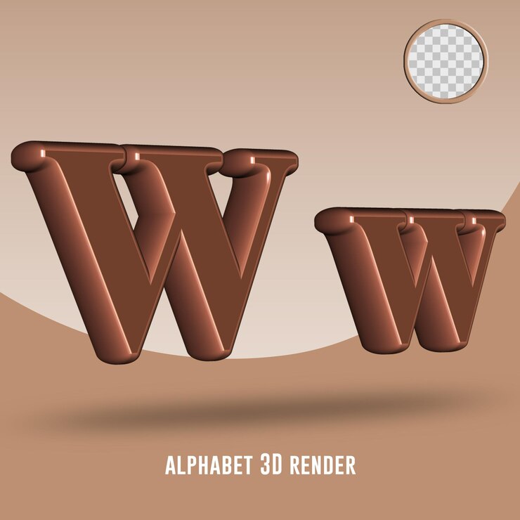PSD 3d render alfabeto color chocolate