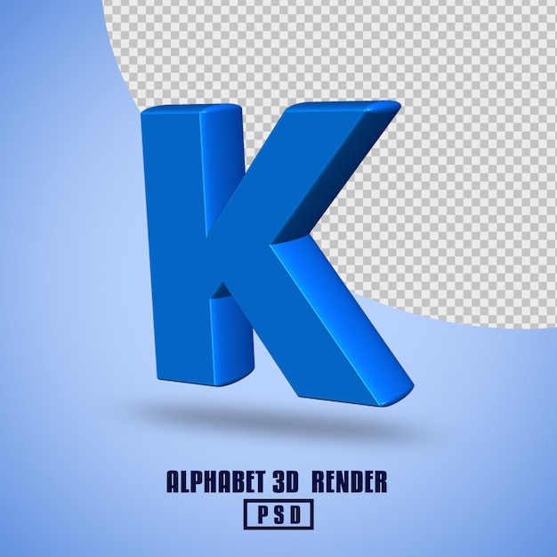 3d render alfabeto cor azul