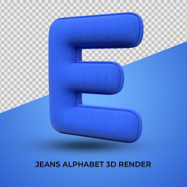 3d render alfabeto e fonte jeans azul