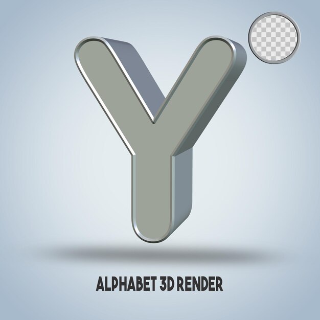 3D render alfabeto Y estilo plateado