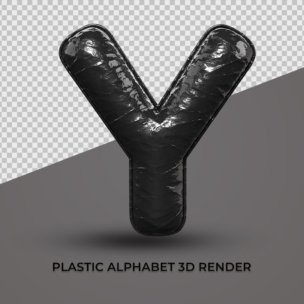 3d render alfabeto y fuente plástico negro