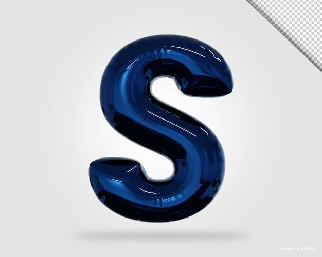 3d render alfabeto letra S estilo globo