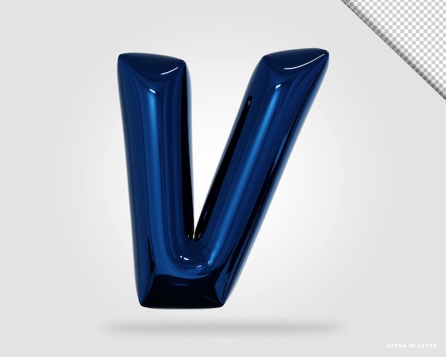 3d render alfabeto letra V estilo globo