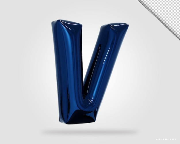 3d render alfabeto letra V estilo globo
