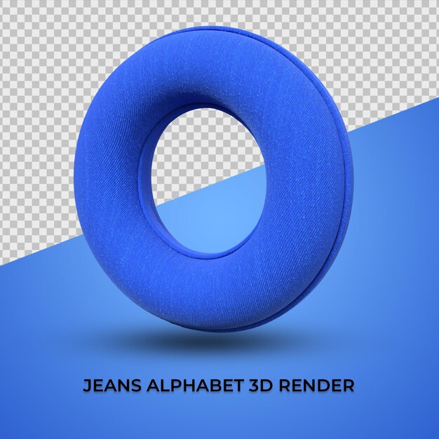 3d render alfabeto o fonte jeans azul