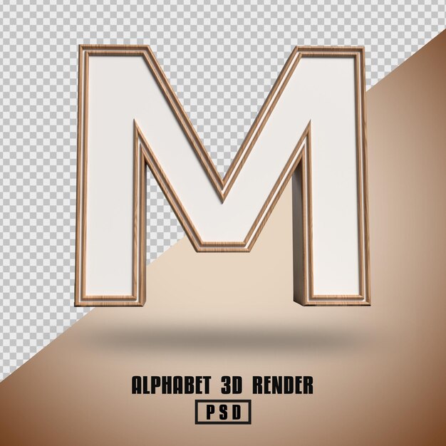 PSD 3d render alfabeto textura de madera