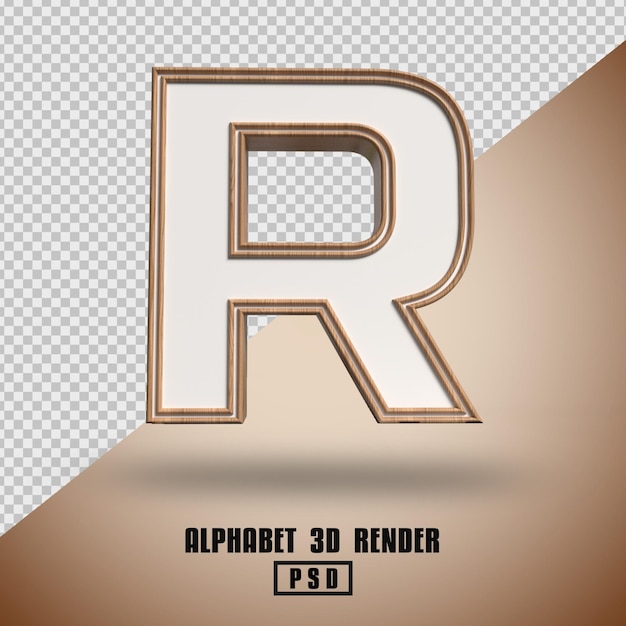 PSD 3d render alfabeto textura de madera