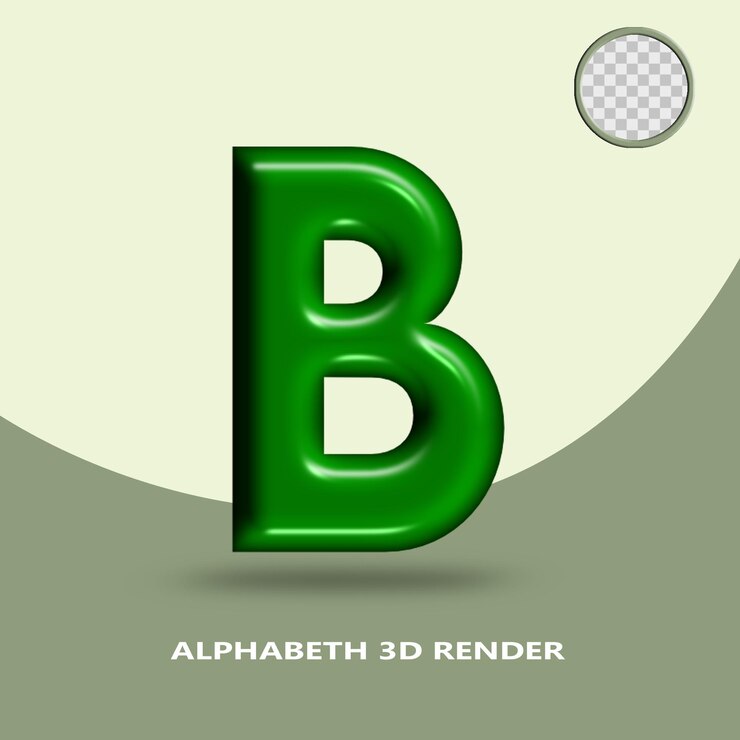 PSD 3d render alfabeto verde botlle color