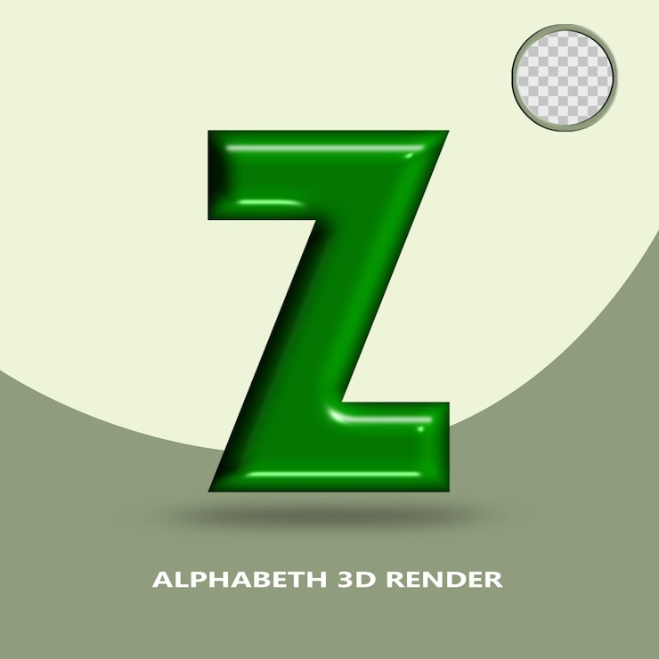 PSD 3d render alfabeto verde botlle color