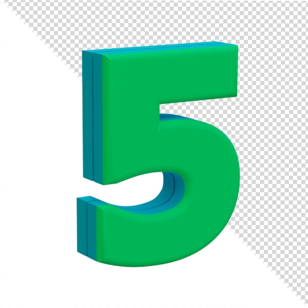 3D render alfabeto verde número 5