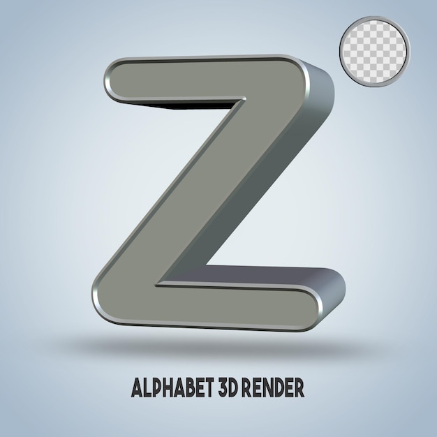 3D render alfabeto Z stile argento