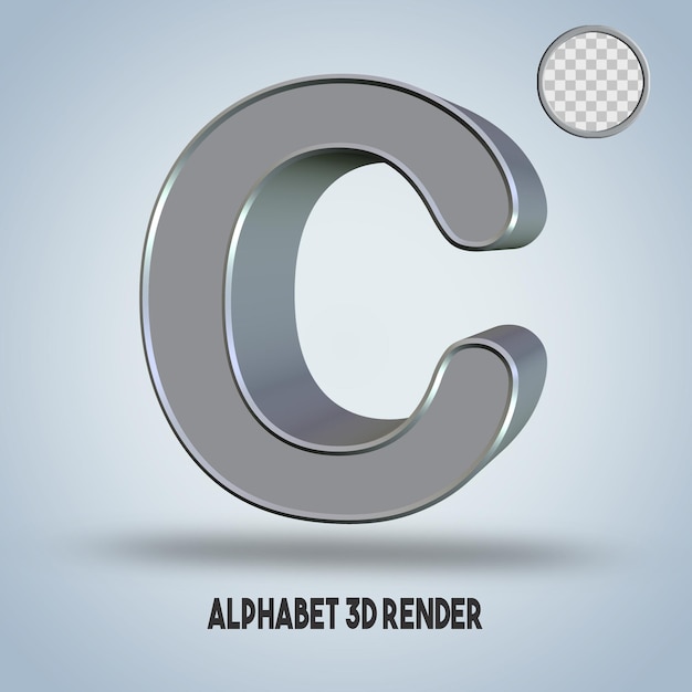 3d-render-alphabet c-silberstil