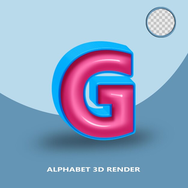3D-Render-Alphabet in blau-rosa glänzender Farbe