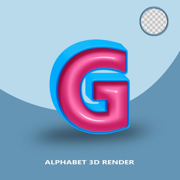 PSD 3d-render-alphabet in blau-rosa glänzender farbe