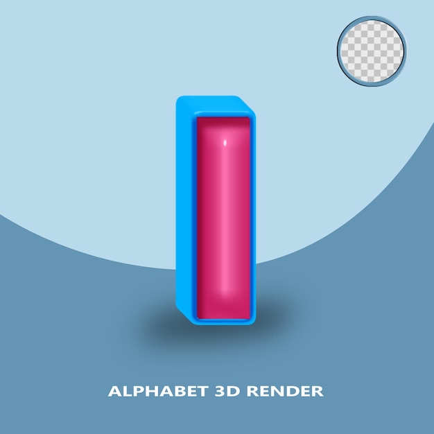 3D-Render-Alphabet in blau-rosa glänzender Farbe