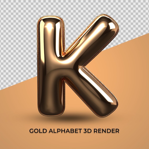 3D Render Alphabet K Schriftart Goldstil