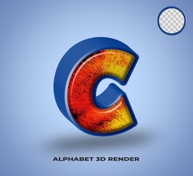 3d-render-alphabet-linie blau mit abstraktem, farbenfrohem glanz