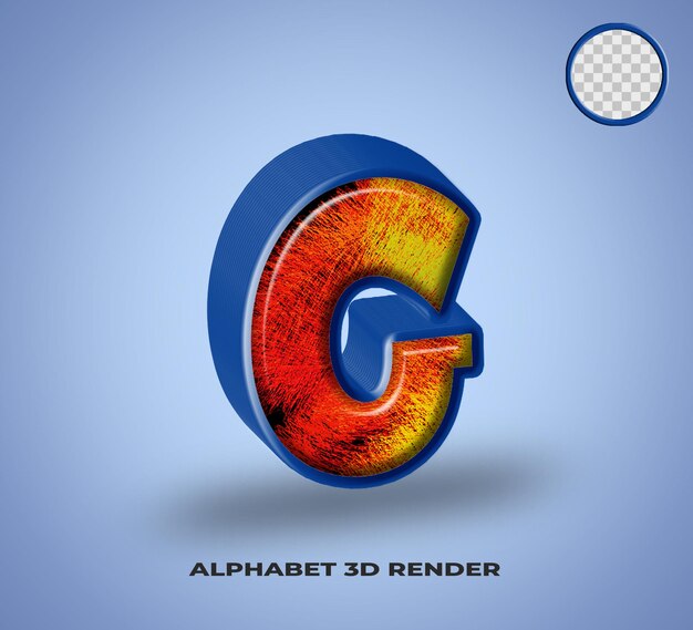 PSD 3d-render-alphabet-linie blau mit abstraktem, farbenfrohem glanz