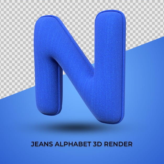 3D-Render-Alphabet N-Schrift Blue Jeans