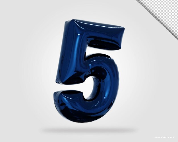 3d-render alphabet nummer 5 ballonstil