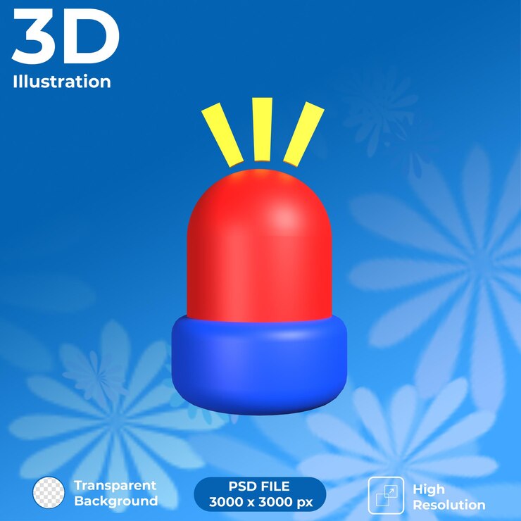 PSD 3d render ambulance siren front view