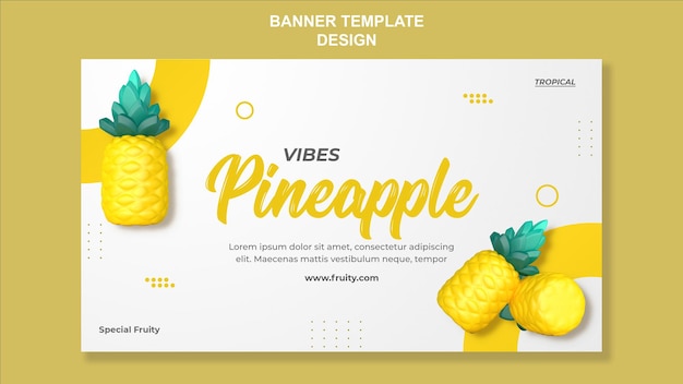 3d-render-ananas-banner-vorlagendesign