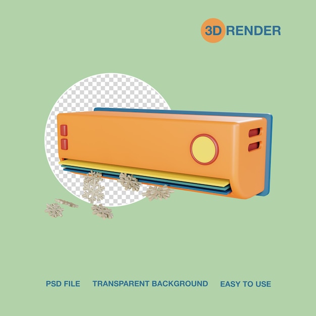 PSD 3d render aparato aire acondicionado psd