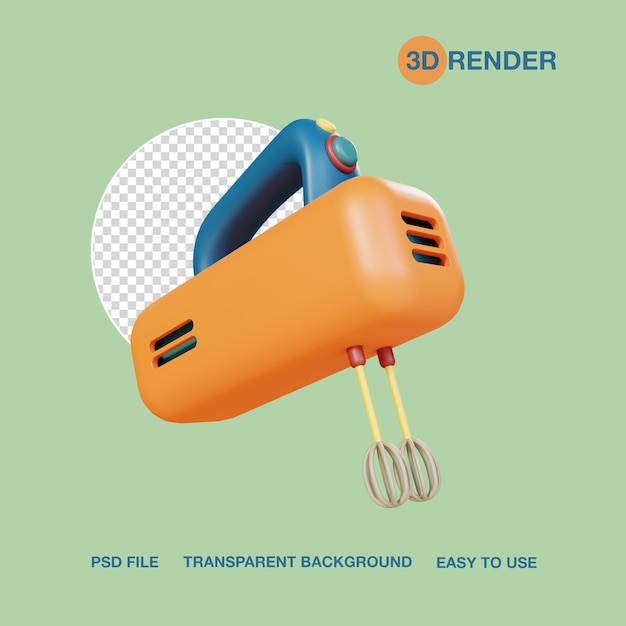 3d render apliance egg mixer psd