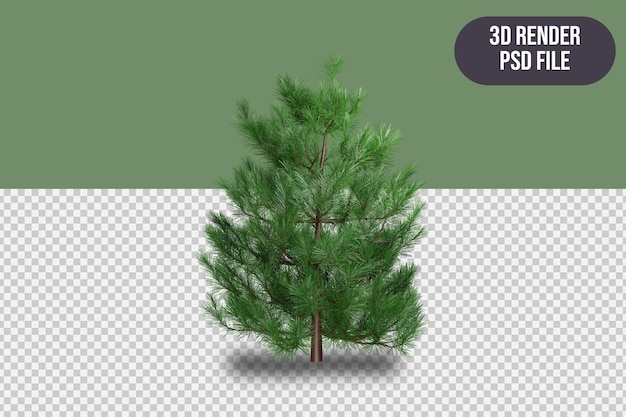 PSD 3d render árbol verde realista