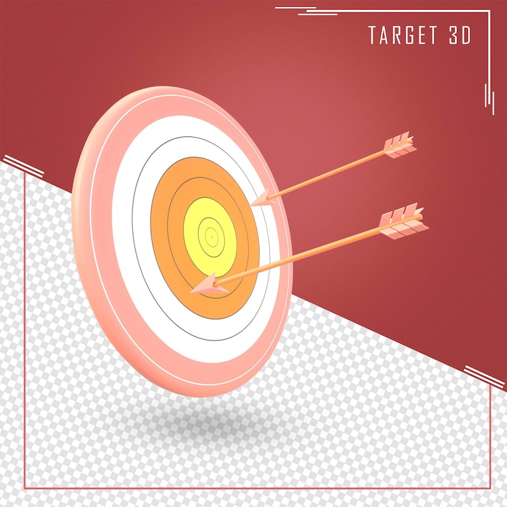 PSD 3d render archery target and arrow icon