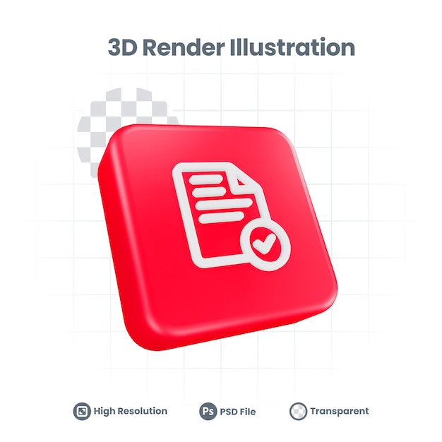3D Render archivo aprobado verificación verificada Icono para Web Mobile App Social Media Promotion