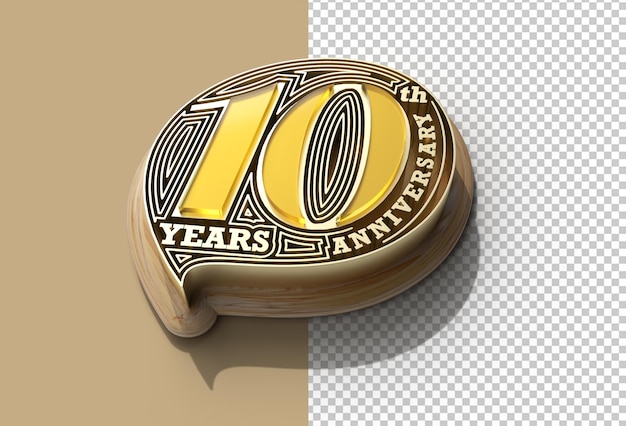 3D Render Archivo Psd Transparente De Celebración De Aniversario De 10 Años.