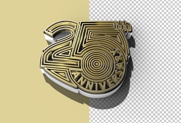 3D Render Archivo Psd Transparente De Celebración De Aniversario De 25 Años.